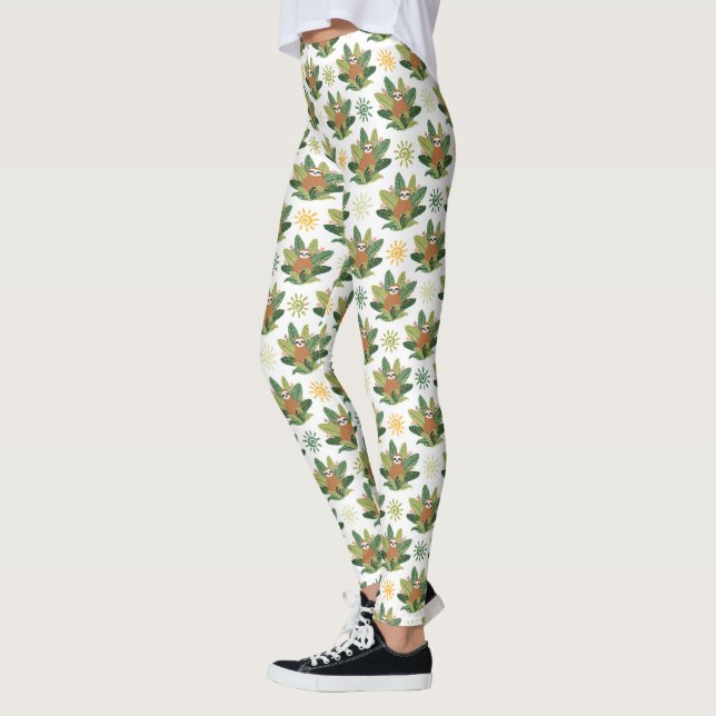 Tropical Sloth Pattern Leggings (Left)