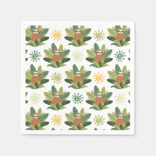 Tropical Sloth Pattern Napkins