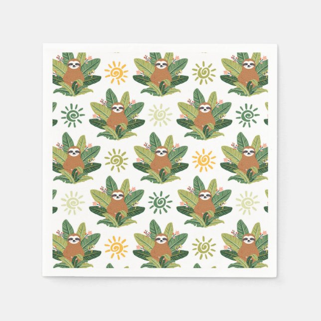 Tropical Sloth Pattern Napkins (Front)