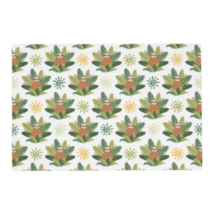 Tropical Sloth Pattern Placemat