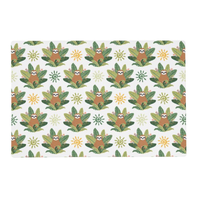 Tropical Sloth Pattern Placemat (Front)