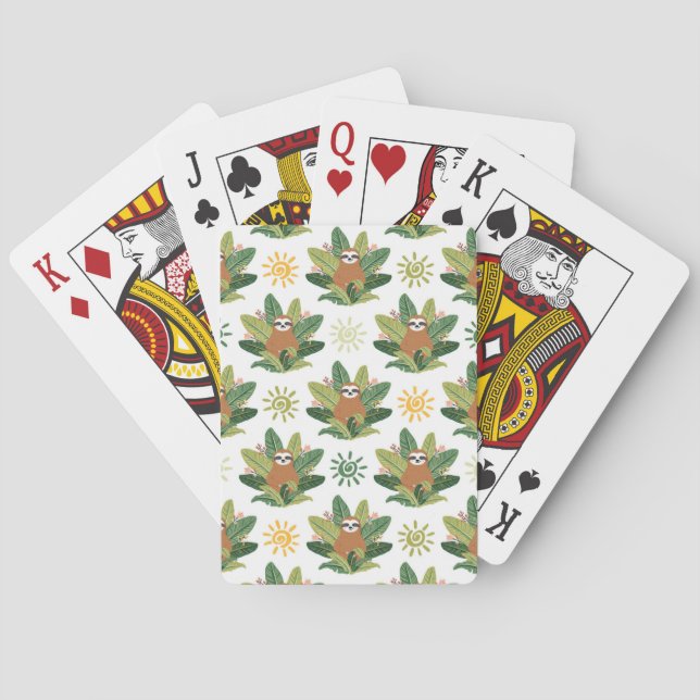Tropical Sloth Pattern Poker Cards (Back)