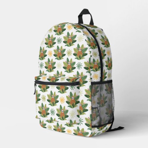 Tropical Sloth Pattern Printed Backpack
