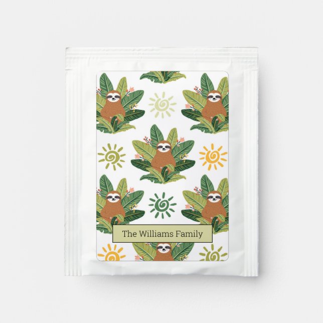 Tropical Sloth Pattern Tea Bag Drink Mix (Front)
