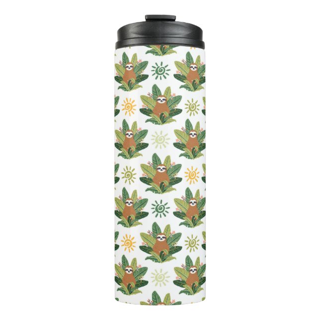 Tropical Sloth Pattern Thermal Tumbler (Front)