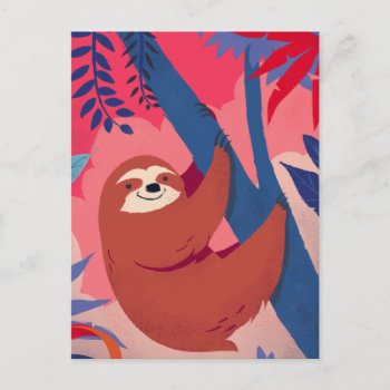 Tropical Sloth Postcard by PhantomPrintingPress at Zazzle