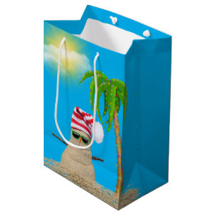 Tropical snowman Christmas Medium Gift Bag
