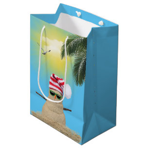 Tropical Snowman Christmas Medium Gift Bag