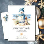 Tropical Snowman Christmas Moving Announcement  Postcard<br><div class="desc">This festive tropical Christmas moving announcement card features a cute snowman on the beach. The card is perfect for sending to friends and family during the holiday season to let them know about your new address while also incorporating your love of the tropics. The overall design is festive and unique,...</div>