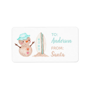 Tropical Snowman Gift Tag Sticker