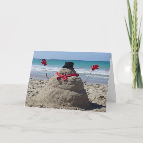 Tropical Snowman Holiday Card