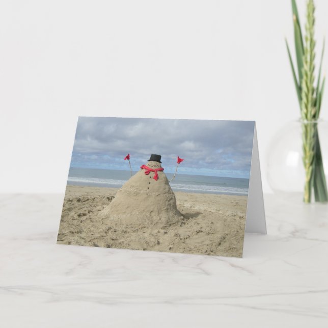 Tropical Snowman Holiday Card (Front)