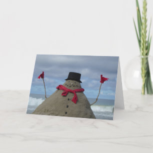 Tropical Snowman Holiday Card