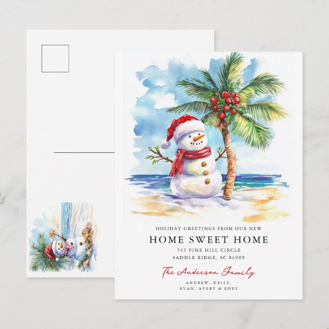 Tropical Snowman Home Sweet Home Card (Front/Back)