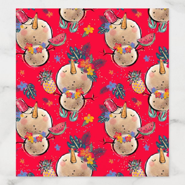 Tropical Snowman Red Christmas Bag Envelope Liner (Design)