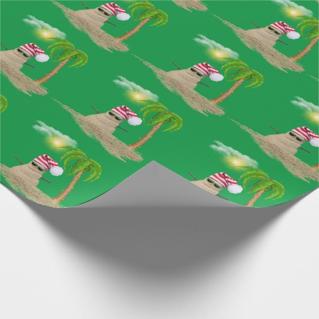 tropical snowman with palm tree wrapping paper (Corner)
