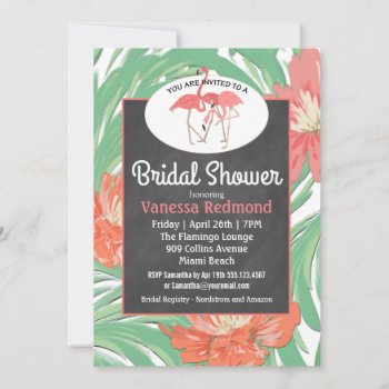 Tropical Soiree Floral Chalkboard Bridal Shower Invitation by Oasis_Landing at Zazzle