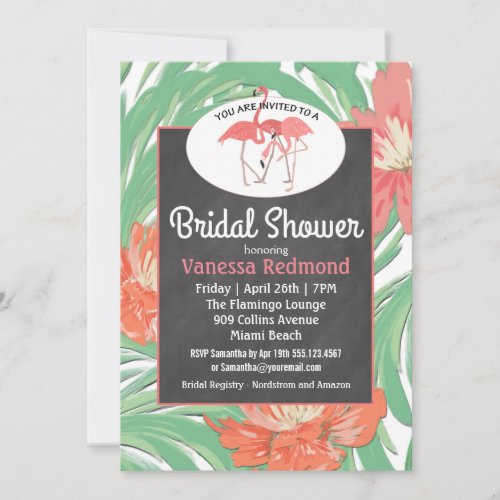 Tropical Soiree Floral Chalkboard Bridal Shower Invitation