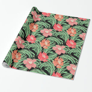 Tropical Soiree Watercolor Botanical Pattern Wrapping Paper