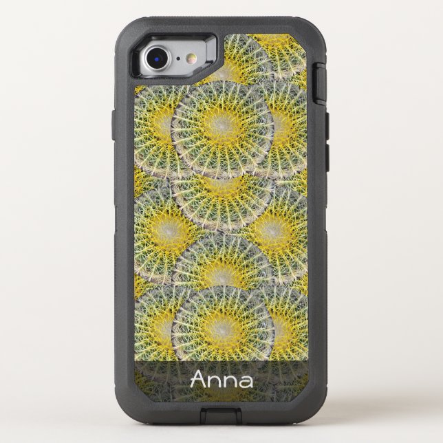 Tropical Sphere Cactus Pattern any Text Otterbox iPhone Case (Back)