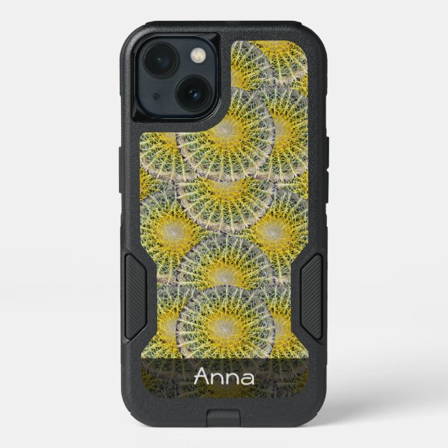 Tropical Sphere Cactus Pattern any Text Otterbox iPhone Case (Back)
