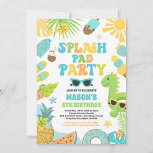Tropical Splash Pad Summer Birthday Party Invitation