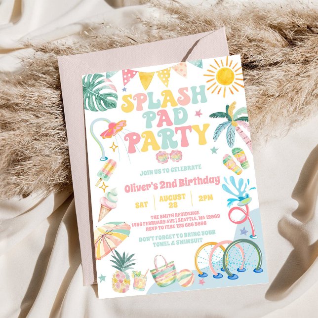 Tropical Splash Pad Summer Birthday Party Invitation (Creator Uploaded)