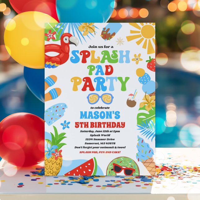  Tropical Splash Pad Summer Birthday Party Invitation (Creator Uploaded)