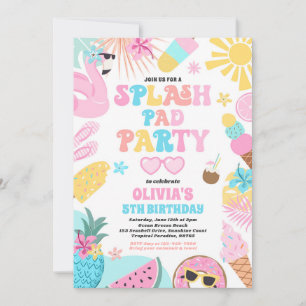 Tropical Splash Pad Summer Birthday Party Invitation
