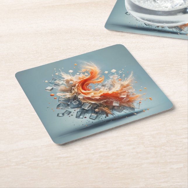 Tropical Splash Square Paper Coaster (Angled)