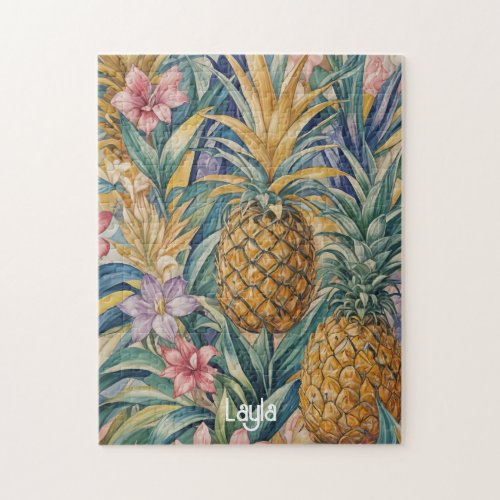 Tropical Splendor Colorful Pineapple Jigsaw Puzzle