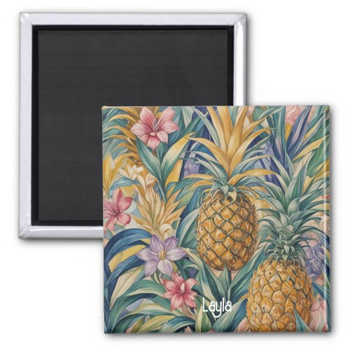 Tropical Splendor Colorful Pineapple Magnet