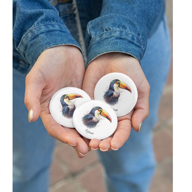 Tropical Splendor Toucan, Custom Button (Creator Uploaded)