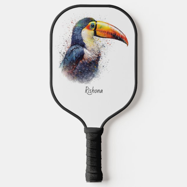 Tropical Splendor Toucan, custom Pickleball Paddle (Front)