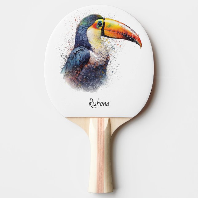 Tropical Splendor Toucan, custom Ping Pong Paddle (Front)