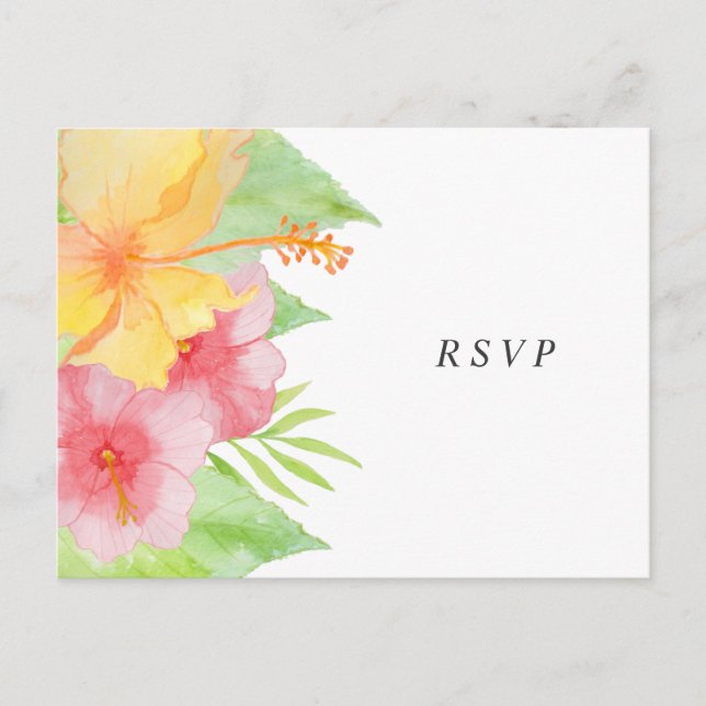 Tropical Splendor wedding rsvp + entrees Invitation Postcard (Front)