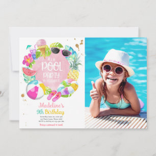 Tropical Splish Splash Pool Party Bash Birthday Invitation