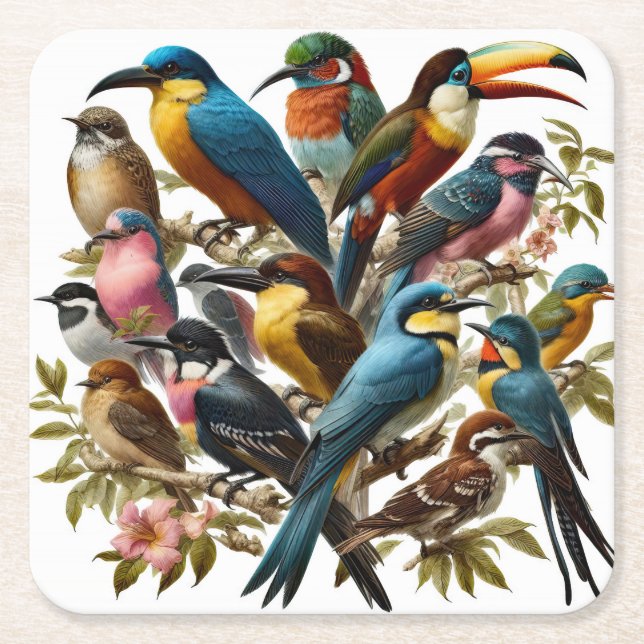 Tropical Square Paper Coaster (Front)