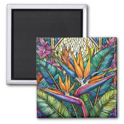 Tropical stained glass art magnet