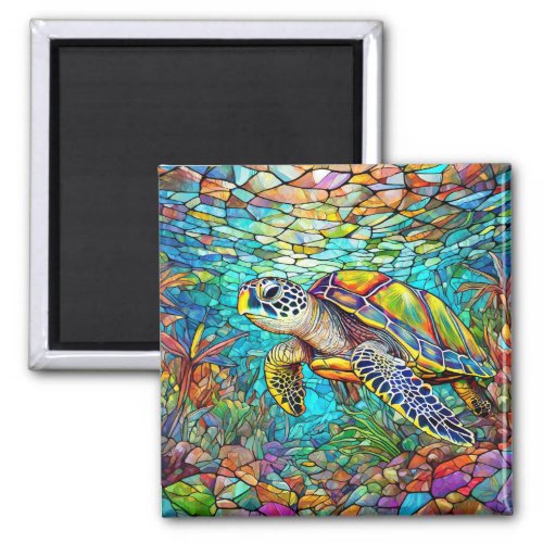 Tropical stained glass art magnet