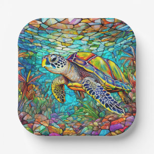 Tropical stained glass paper plates