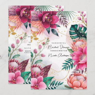 Tropical Stardust Garden Floral Bridal Shower Invitation