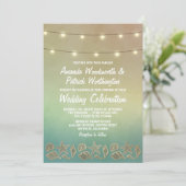 Tropical Starfish and Seashell Wedding Invitations (Standing Front)
