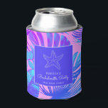 Tropical Starfish Beach Bachelorette Party  Can Cooler<br><div class="desc">Cute can coolers for a beach themed bachelorette party getaway in a pink,  purple and blue tropical leaf with starfish design. Customize with the bride-to-be's name and the location of your bachelorette party,  weekend or getaway.</div>