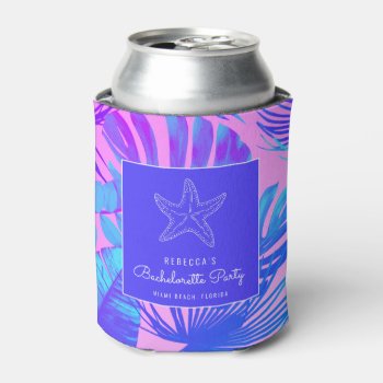 Tropical Starfish Beach Bachelorette Party  Can Cooler by stylelily at Zazzle