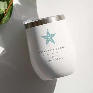Tropical Starfish Beach Destination Wedding Favor Thermal Wine Tumbler