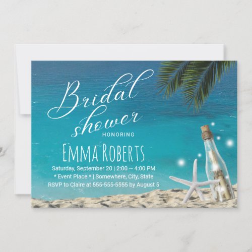 Tropical Starfish Beach Love Bottle Bridal Shower Invitation