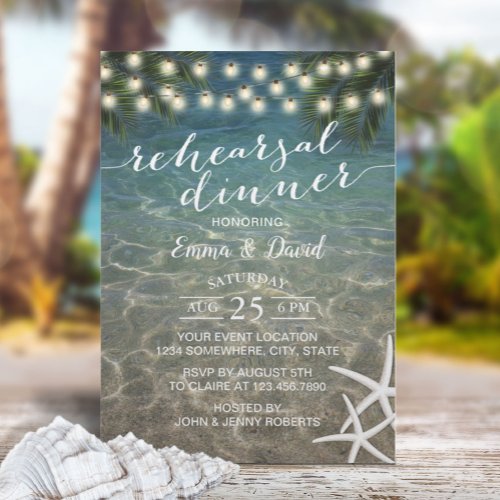 Tropical Starfish Beach Wedding Rehearsal Invitation