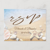Tropical Starfish Beach Wedding RSVP Postcard (Front)