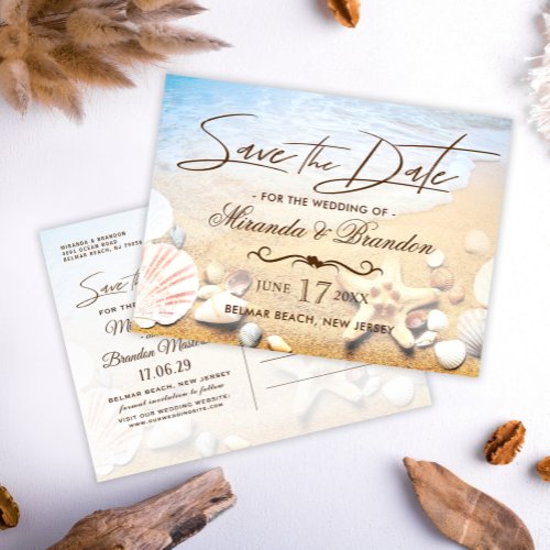 Tropical Starfish Beach Wedding Save the Date Announcement Postcard